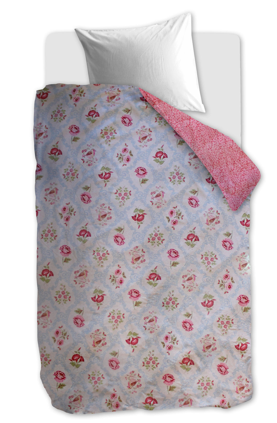 NL 1 persoons (140 x 200-220cm),, Katoen, , Wit, , Vintage dekbedovertrek