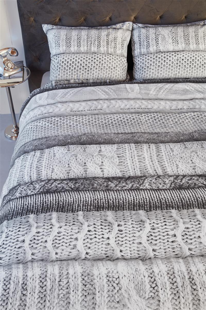 Rivièra Maison Tricot Chaud Grey dekbedovertrek grijs - Circular Dreams