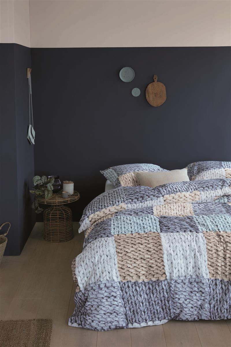 Ariadne at Home Knit Squares Blue dekbedovertrek blauw - Circular Dreams