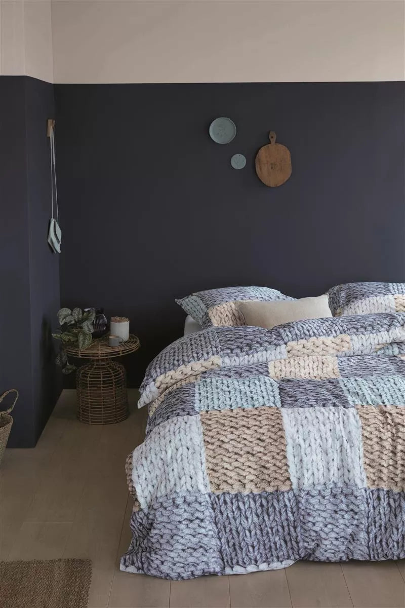 Ariadne at Home Knit squares dekbedovertrek blauw NL 1 persoons (140 x 200/220cm)