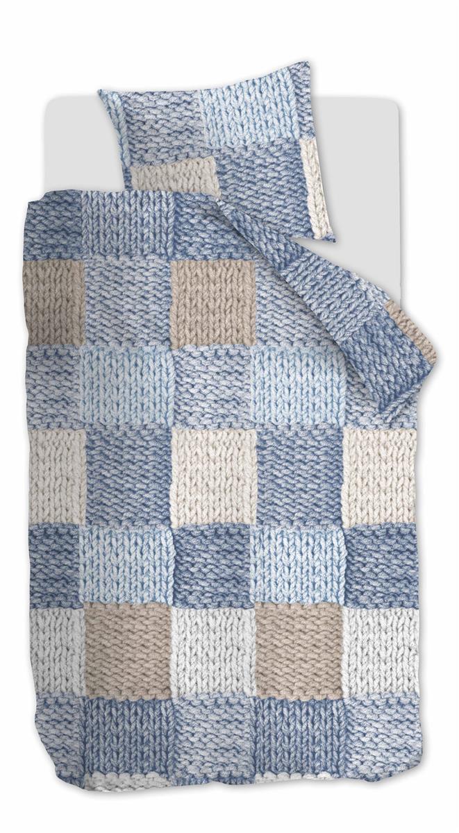 Ariadne at Home Knit Squares Blue dekbedovertrek blauw - Circular Dreams