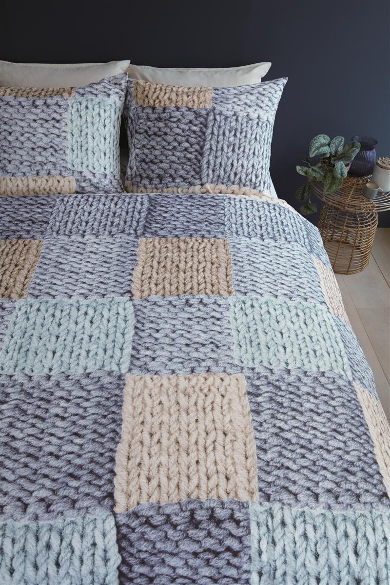 Ariadne at Home Knit Squares Blue dekbedovertrek blauw - Circular Dreams