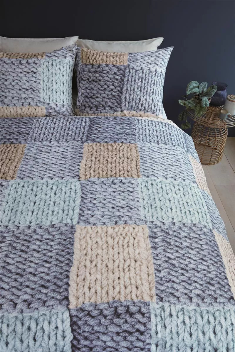 Ariadne at Home Knit squares dekbedovertrek blauw NL 1 persoons (140 x 200/220cm)