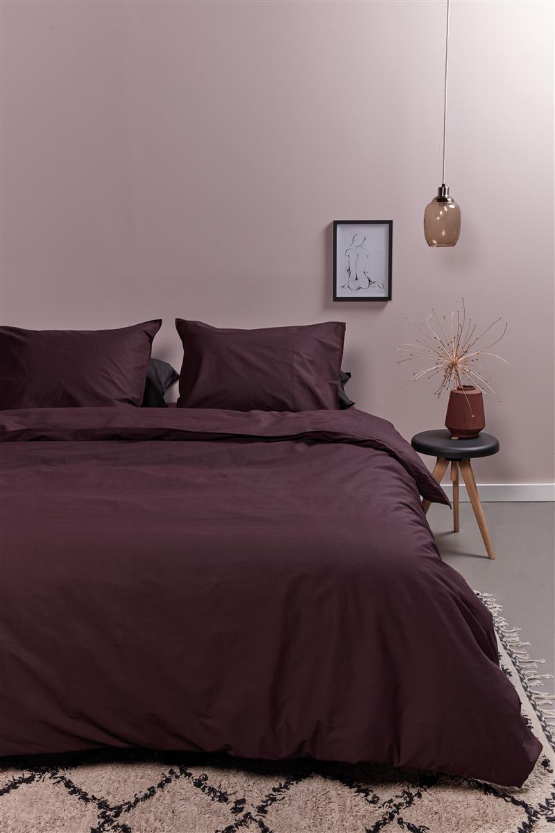 Ambiante Cotton Uni Dark Red dekbedovertrek rood - Circular Dreams