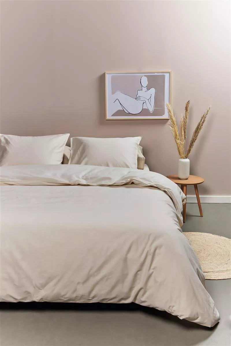 Ambiante Cotton Uni Sand dekbedovertrek beige NL 2 persoons (200 x 200/220 cm)