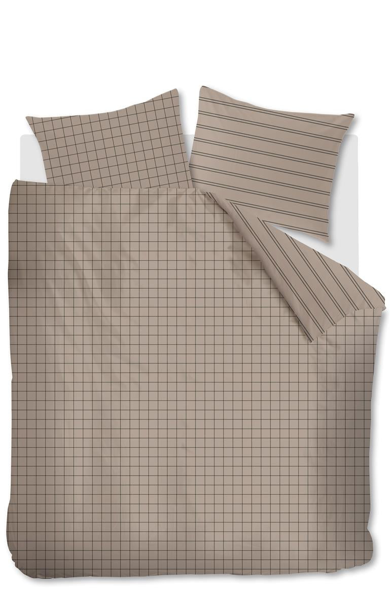 vtwonen Grid sand dekbedovertrek beige - Circular Dreams