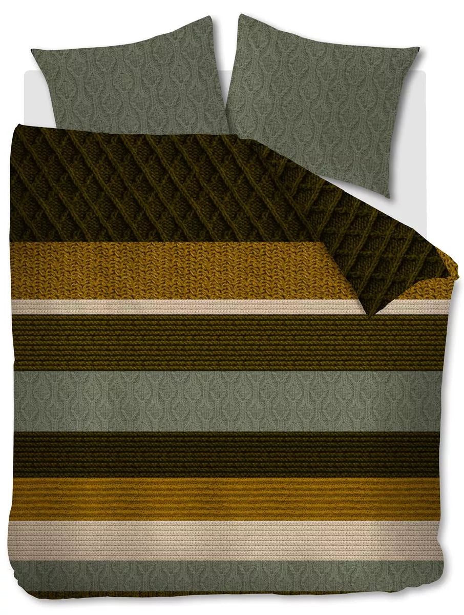 Beddinghouse Lowie Olive green dekbedovertrek groen NL Lits-jumeaux (240 x 200/220 cm)