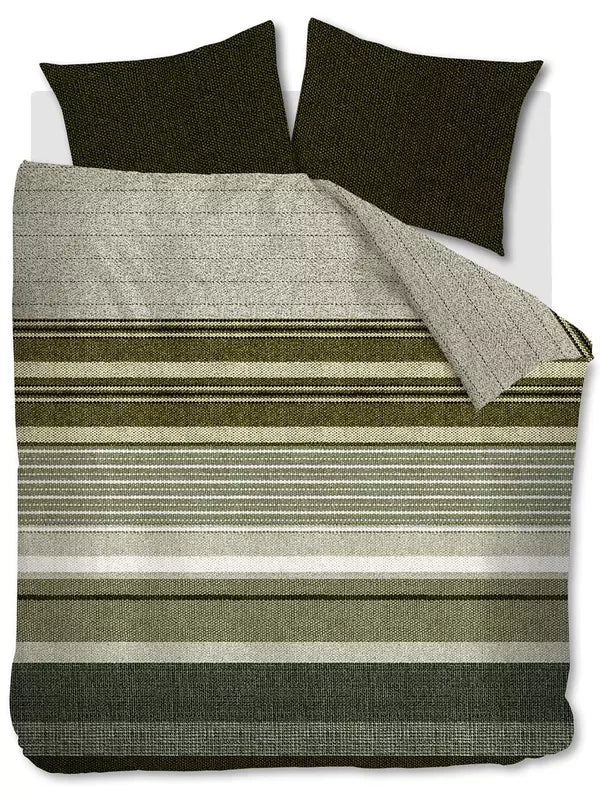 Flanel dekbedovertrek Arvin Olive Green - 30% gerecycled katoen, 100% flanel - Circular Dreams